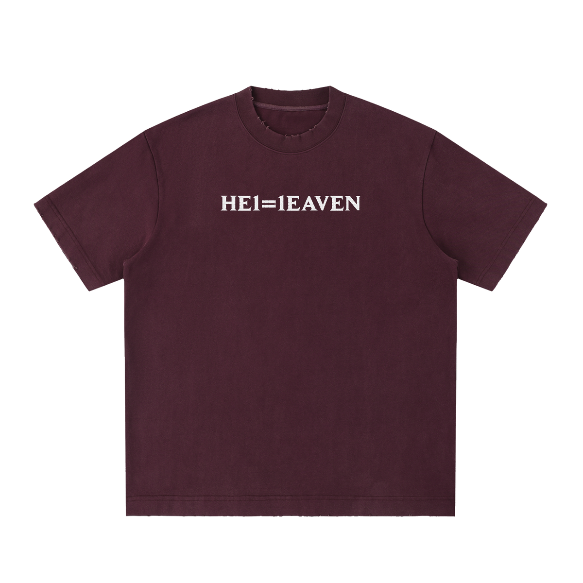 HE1=1EAVEN Embroidered Heavyweight Vintage Washed Frayed T-Shirt