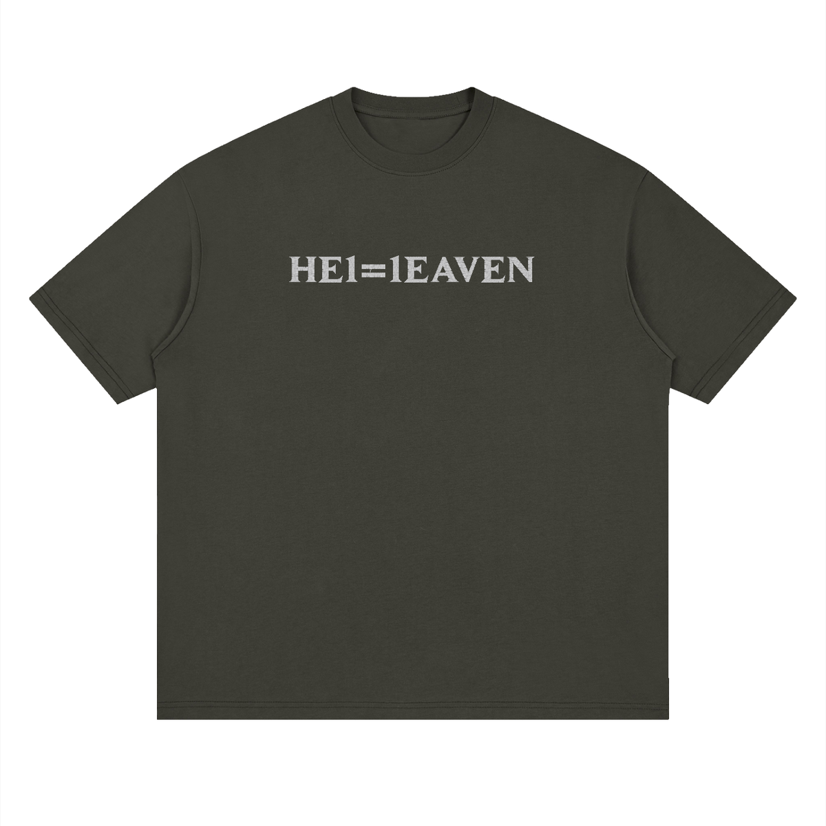HE1=1EAVEN Embroidered Streetwear Loose Drop Shoulder T-Shirt
