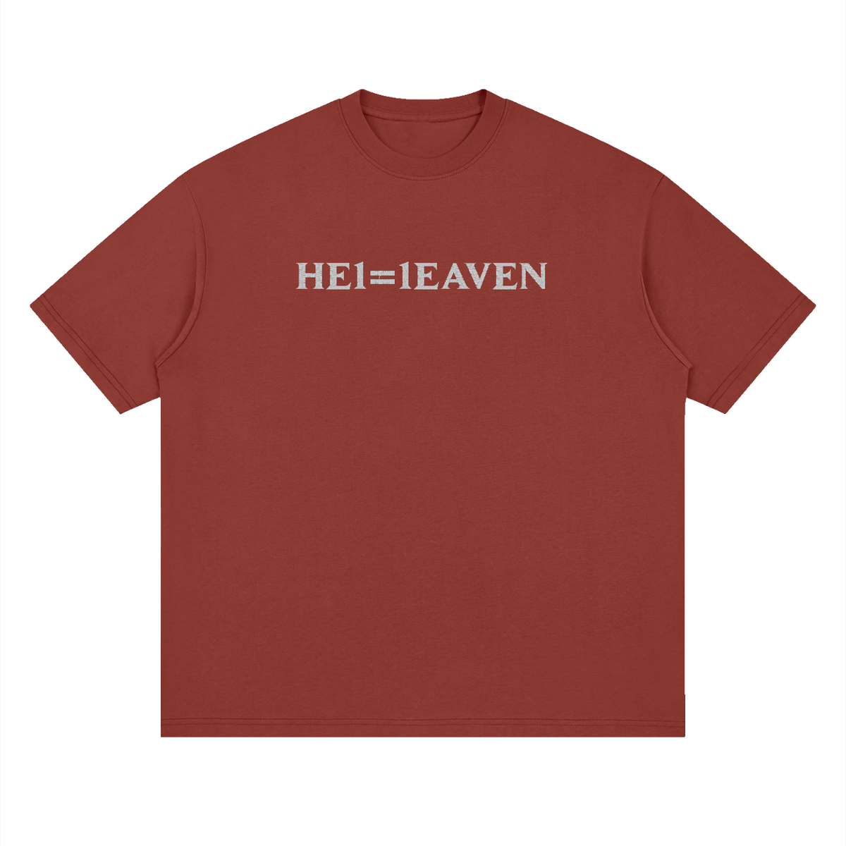 HE1=1EAVEN Embroidered Streetwear Loose Drop Shoulder T-Shirt