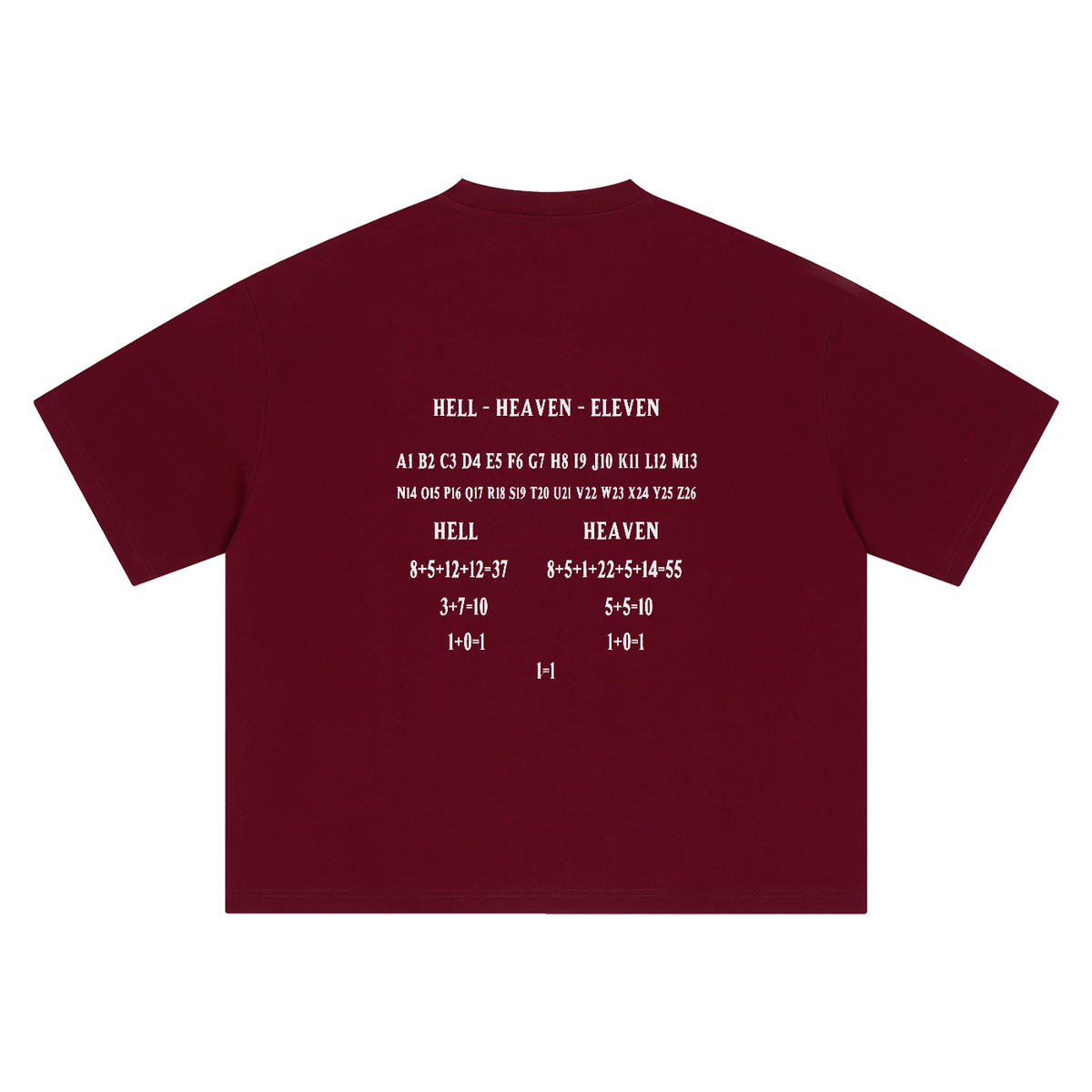HE1=1EAVEN Alpha Numeric Reduction Embroidered Boxy Oversized T-Shirt