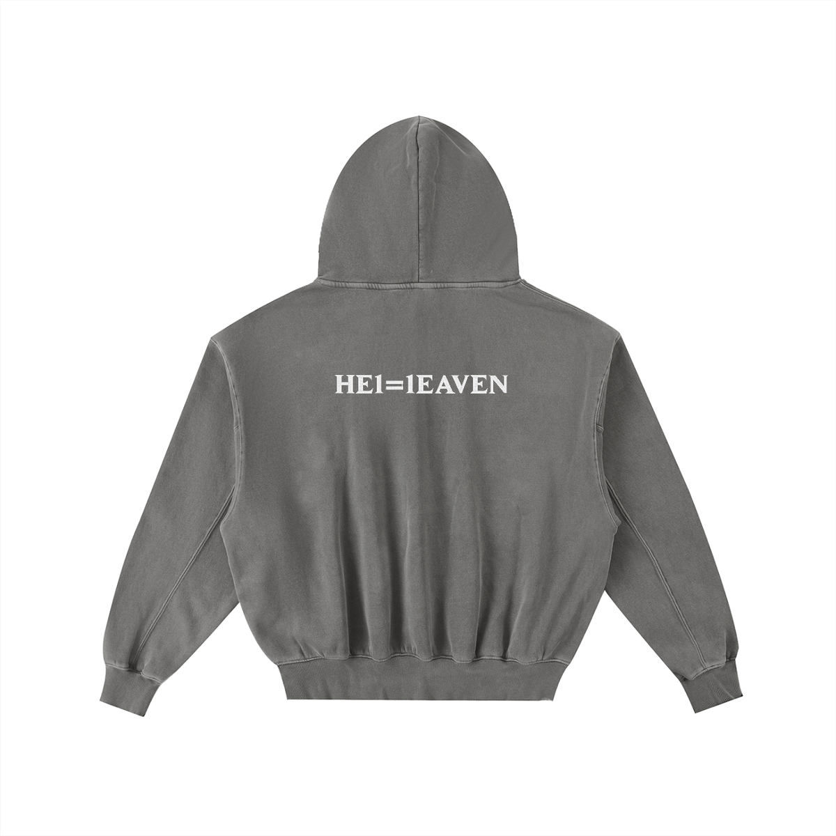 HE1=1EAVEN Frayed Enzyme Washed Fleece Hoodie