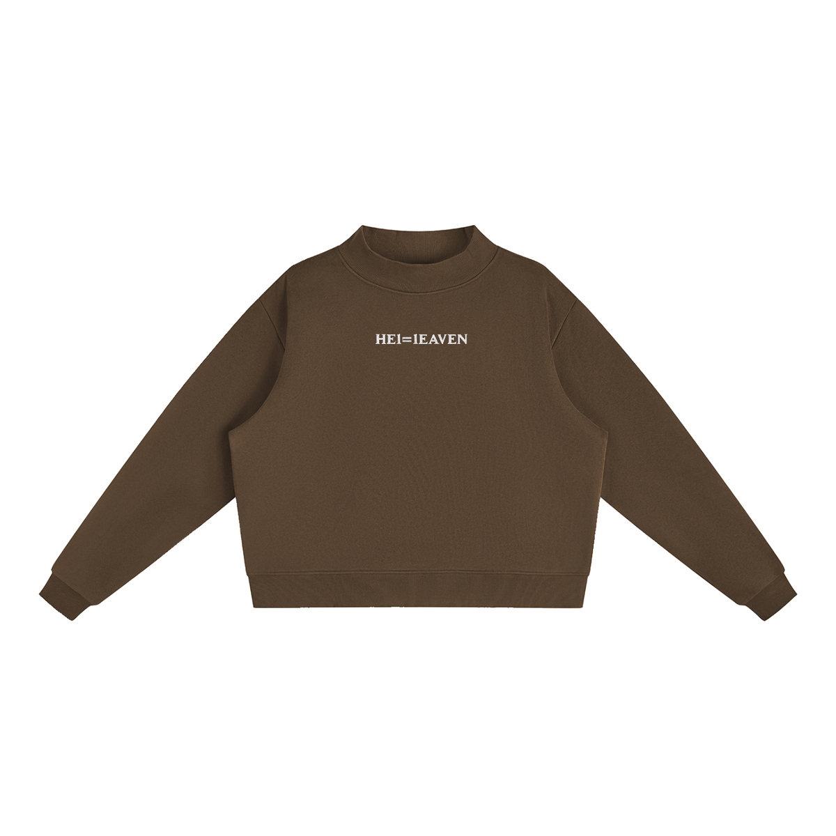 HE1=1EAVEN Embroidered Essential Fleece Mock-Neck Crew Sweatshirt
