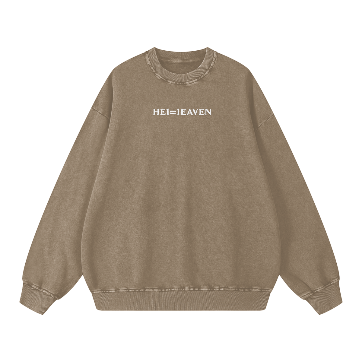 HE1=1EAVEN Alpha Numeric Reduction Embroidered Snow Washed Oversized Sweatshirt