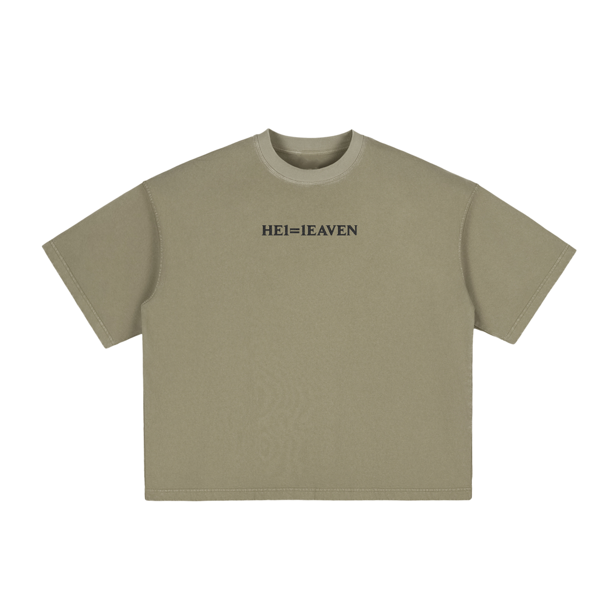 HE1=1EAVEN Alpha Numeric Reduction Embroidered Vintage Washed Boxy T-Shirt