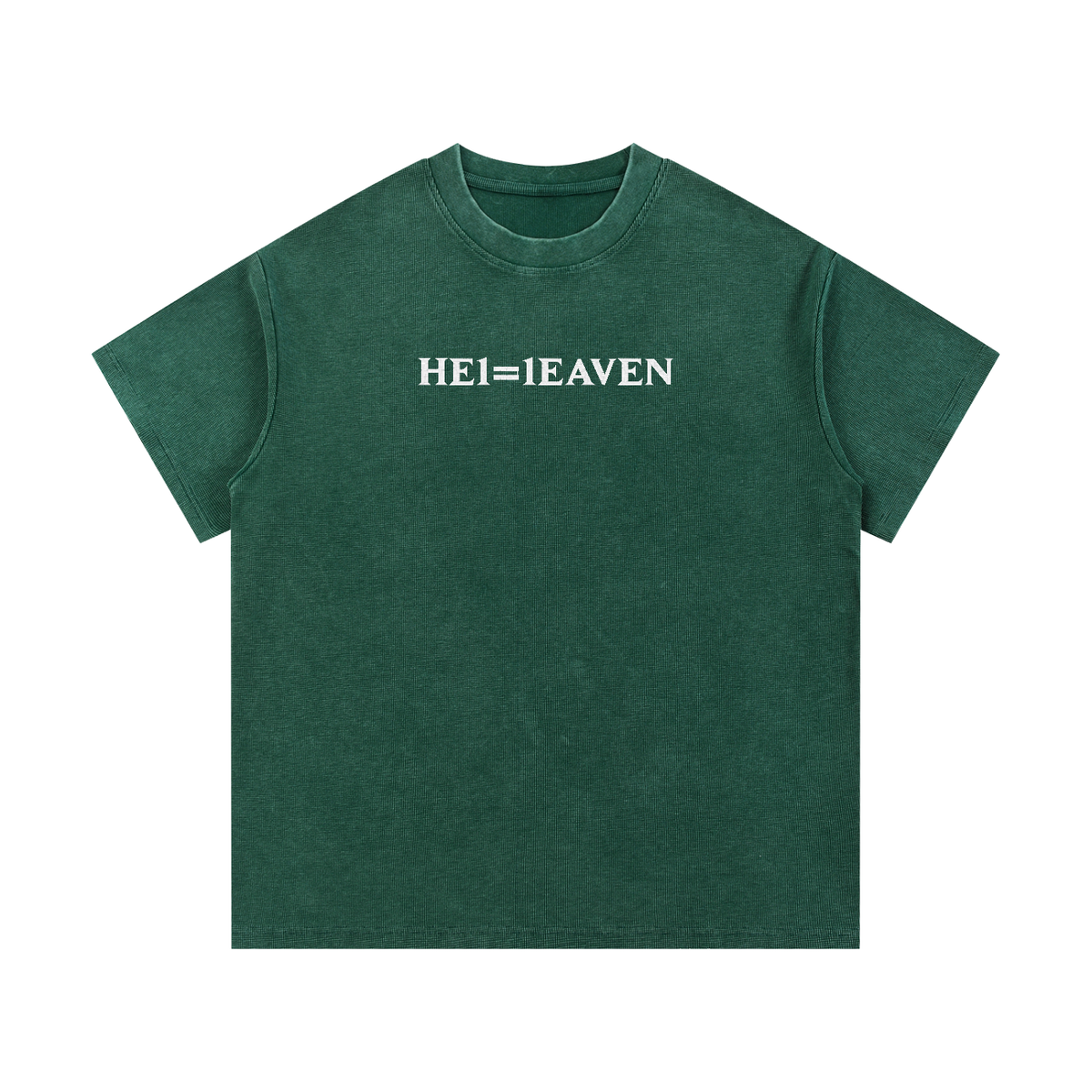 HE1=1EAVEN Embroidered Mineral Wash Waffle Knit T-Shirt