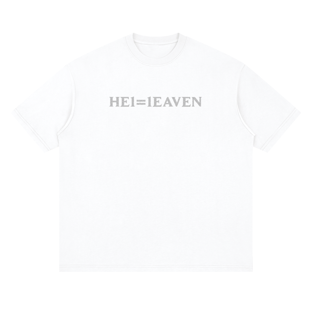 HE1=1EAVEN Embroidered Streetwear Loose Drop Shoulder T-Shirt