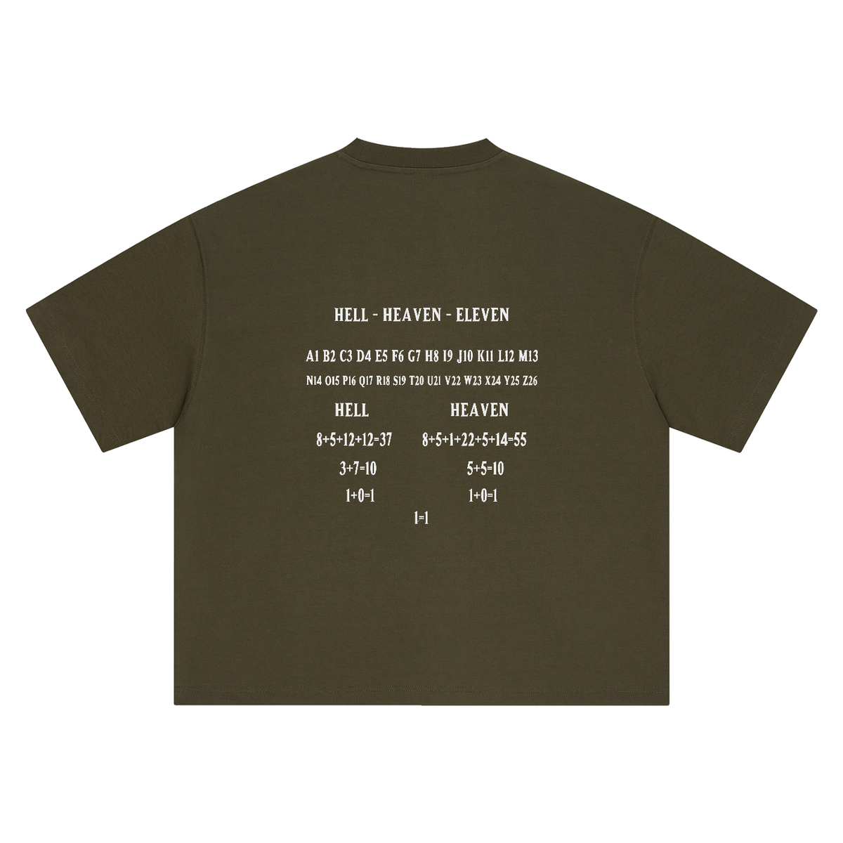 HE1=1EAVEN Alpha Numeric Reduction Embroidered Boxy Oversized T-Shirt