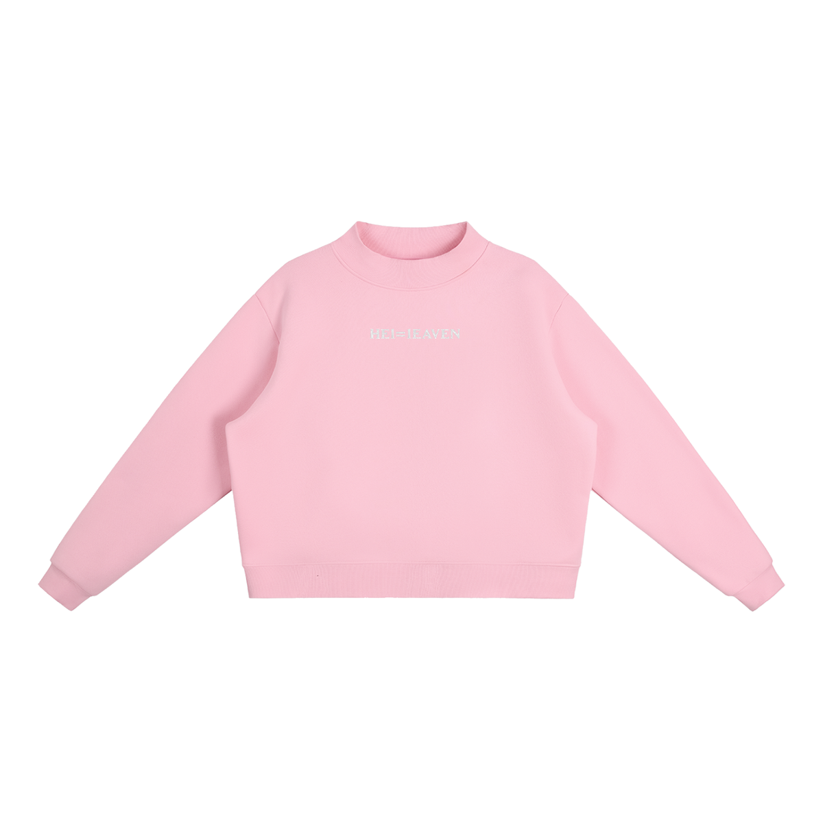 HE1=1EAVEN Embroidered Essential Fleece Mock-Neck Crew Sweatshirt