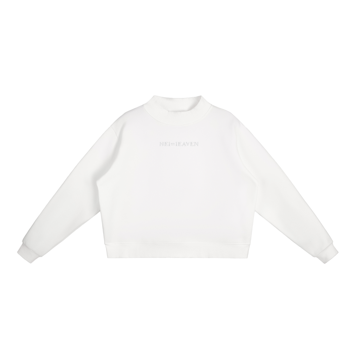 HE1=1EAVEN Embroidered Essential Fleece Mock-Neck Crew Sweatshirt