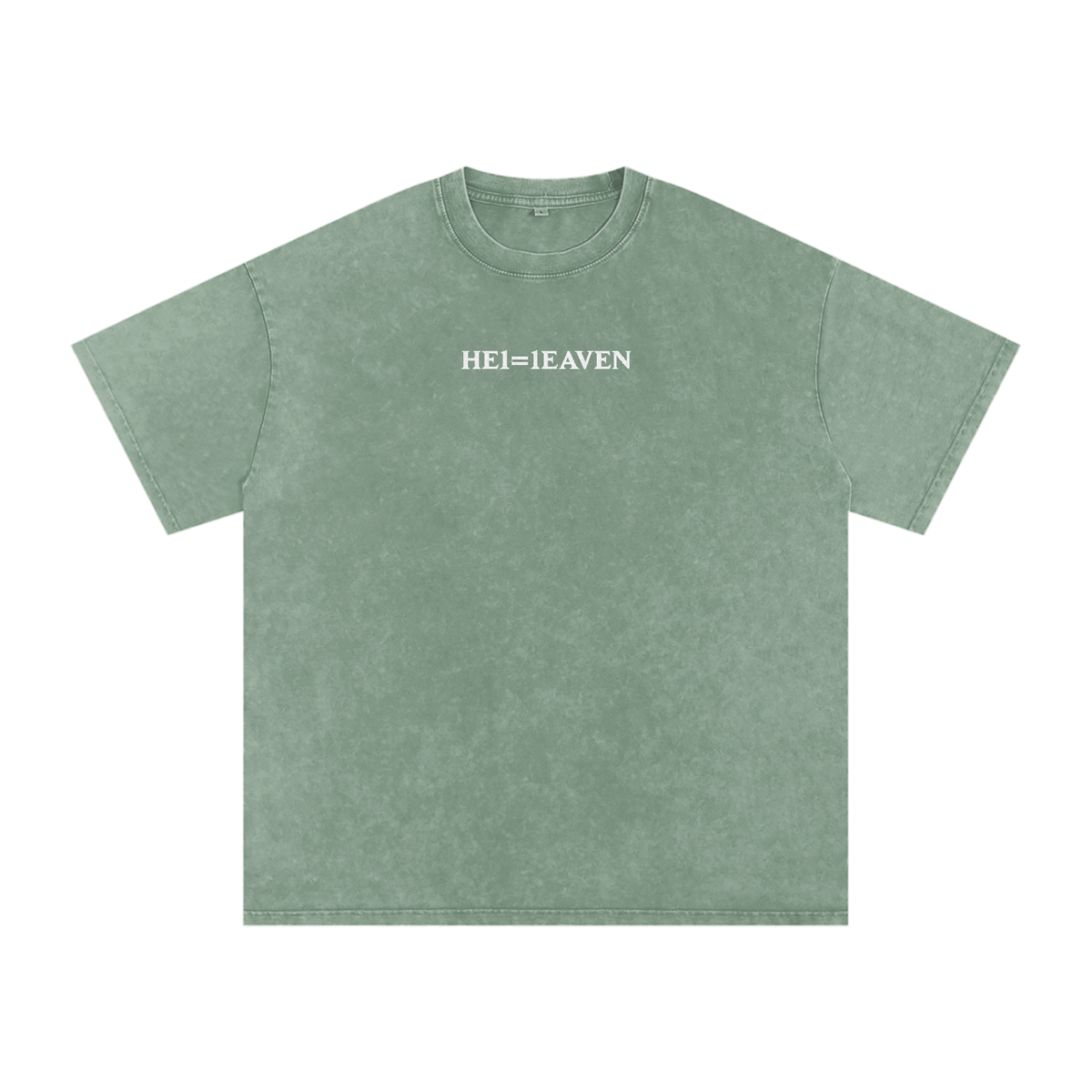HE1=1EAVEN Alpha Numeric Reduction Embroidered Snow Washed Oversized Cotton T-Shirt