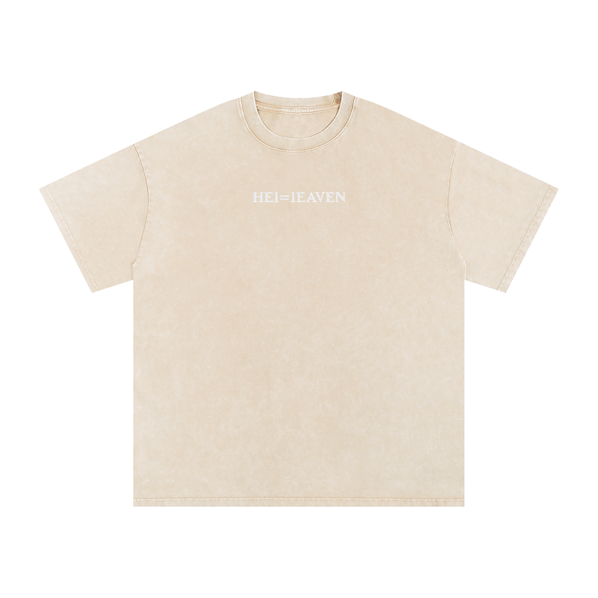 HE1=1EAVEN Embroidered Snow Washed Oversized Cotton T-Shirt