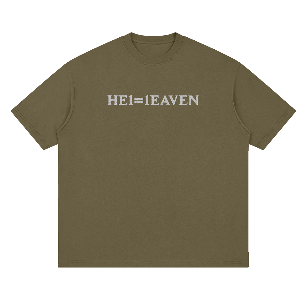 HE1=1EAVEN Embroidered Streetwear Loose Drop Shoulder T-Shirt