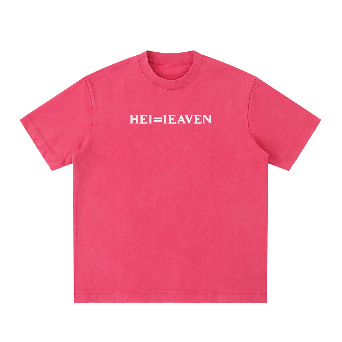 HE1=1EAVEN Embroidered Heavyweight Vintage Washed Frayed T-Shirt