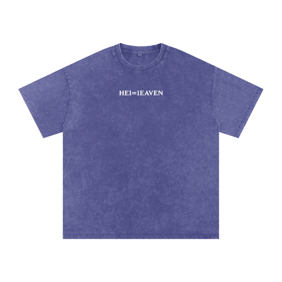 HE1=1EAVEN Alpha Numeric Reduction Embroidered Snow Washed Oversized Cotton T-Shirt