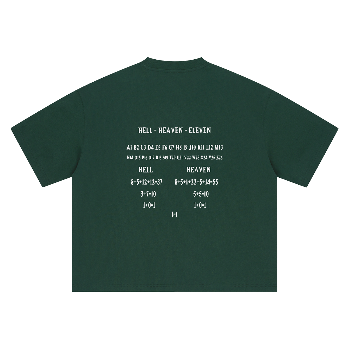 HE1=1EAVEN Alpha Numeric Reduction Embroidered Boxy Oversized T-Shirt