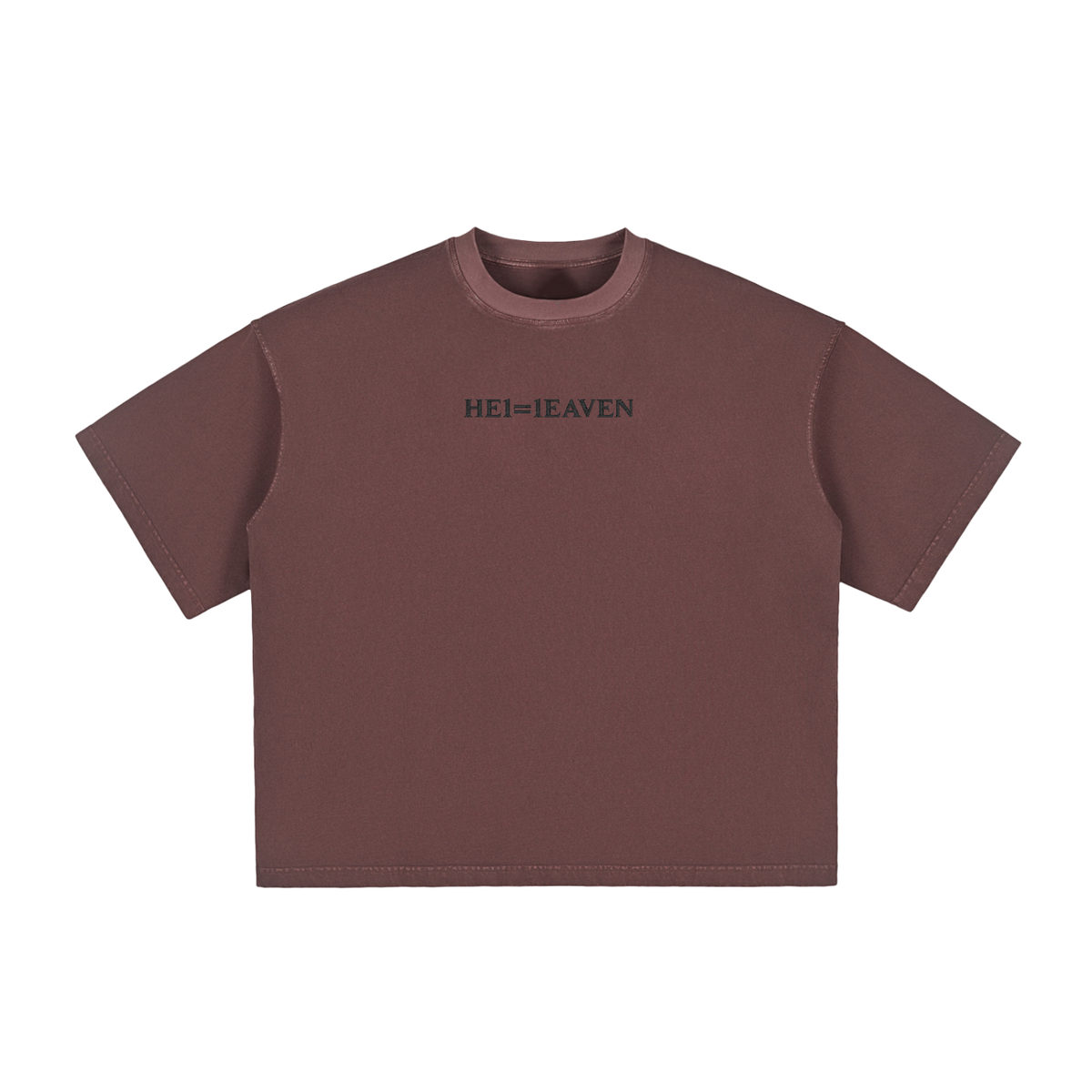 HE1=1EAVEN Alpha Numeric Reduction Embroidered Vintage Washed Boxy T-Shirt