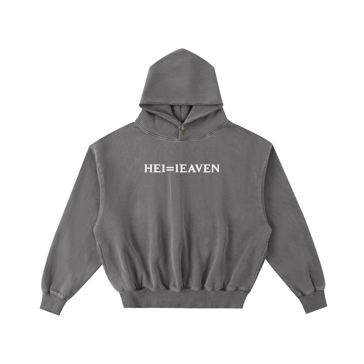 HE1=1EAVEN Frayed Enzyme Washed Fleece Hoodie
