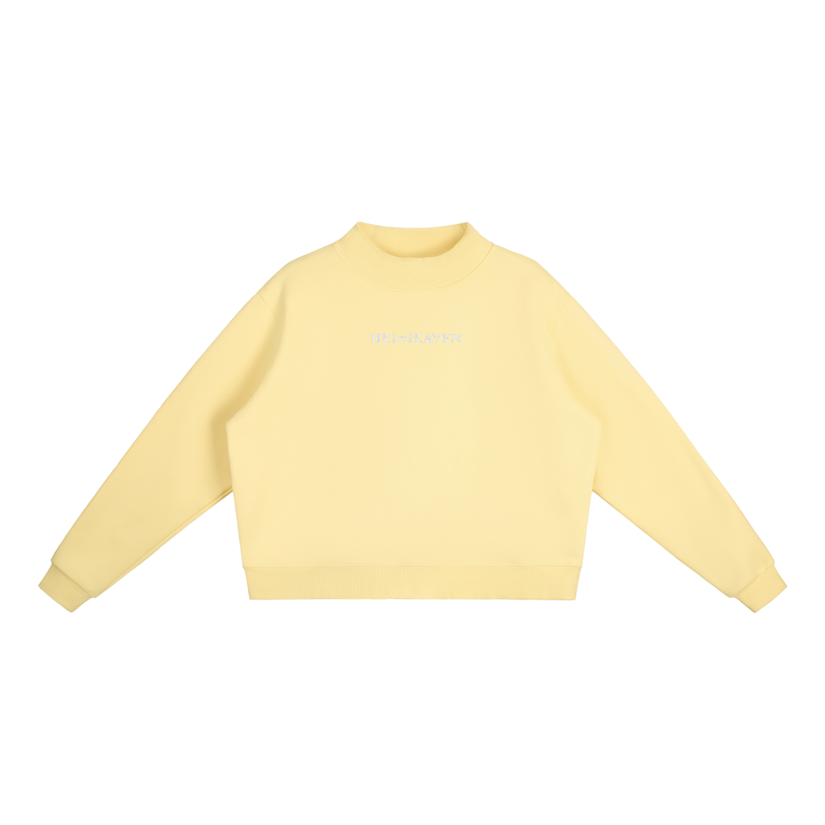 Women's HE1=1EAVEN Alpha Numeric Reduction Embroidered Essential Fleece Mock-Neck Crew Sweatshirt