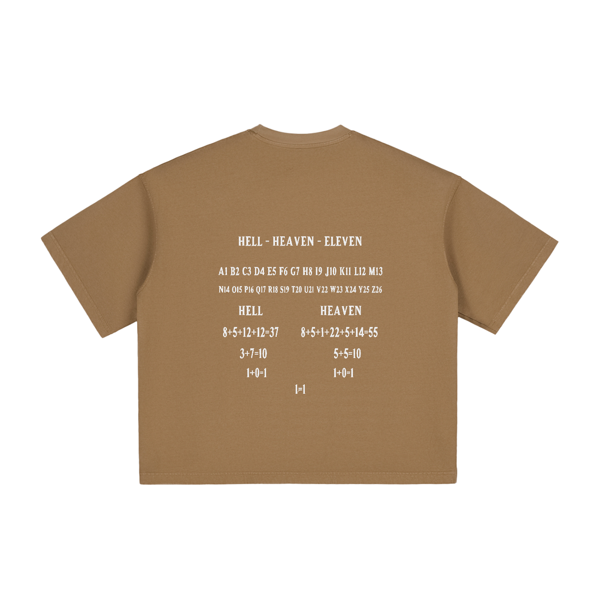 HE1=1EAVEN Alpha Numeric Reduction Embroidered Vintage Washed Boxy T-Shirt