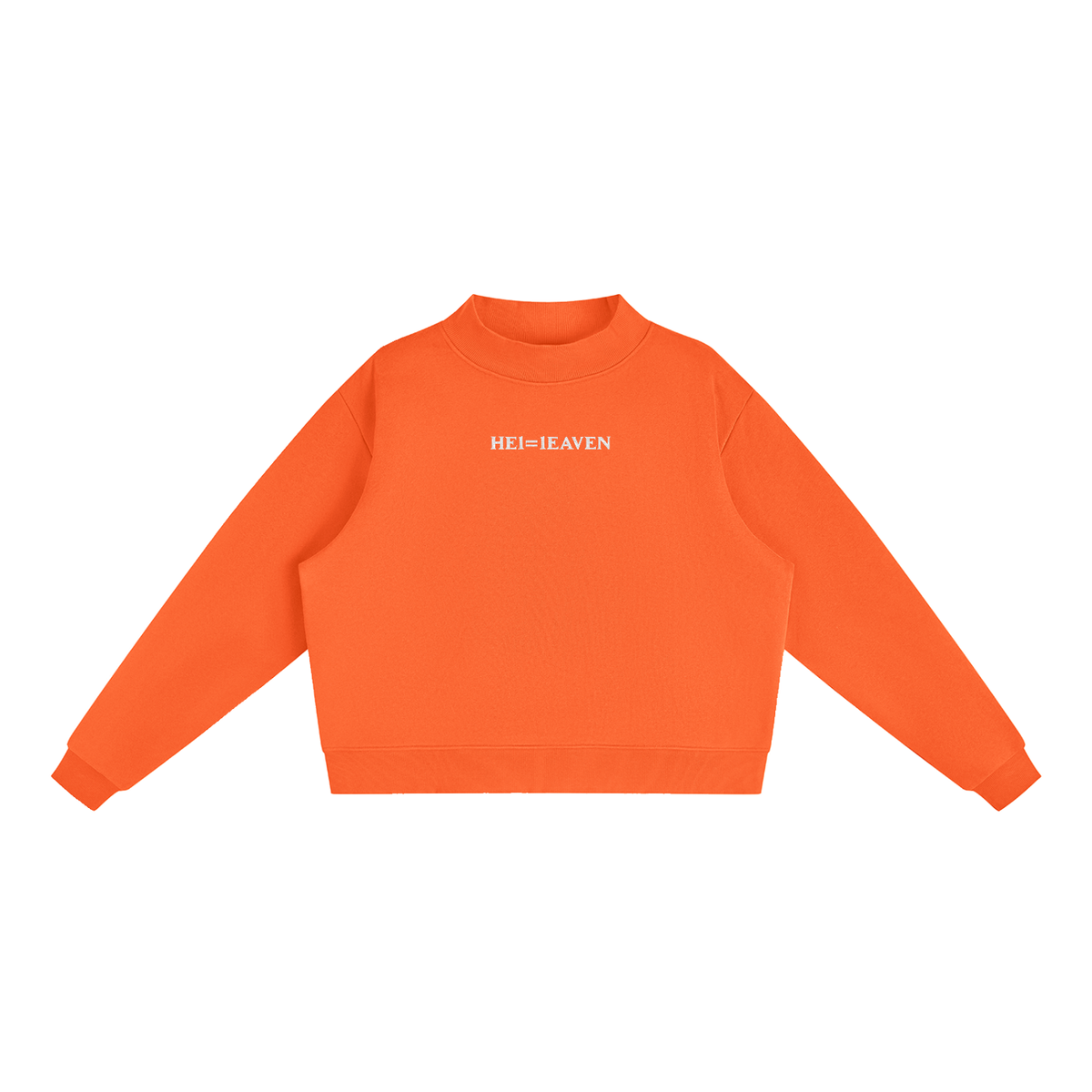 HE1=1EAVEN Embroidered Essential Fleece Mock-Neck Crew Sweatshirt