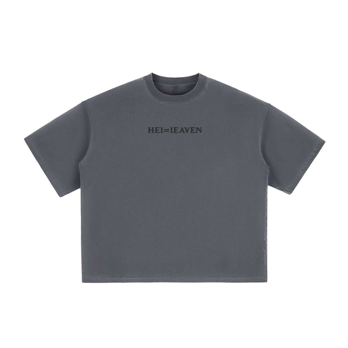 HE1=1EAVEN Alpha Numeric Reduction Embroidered Vintage Washed Boxy T-Shirt