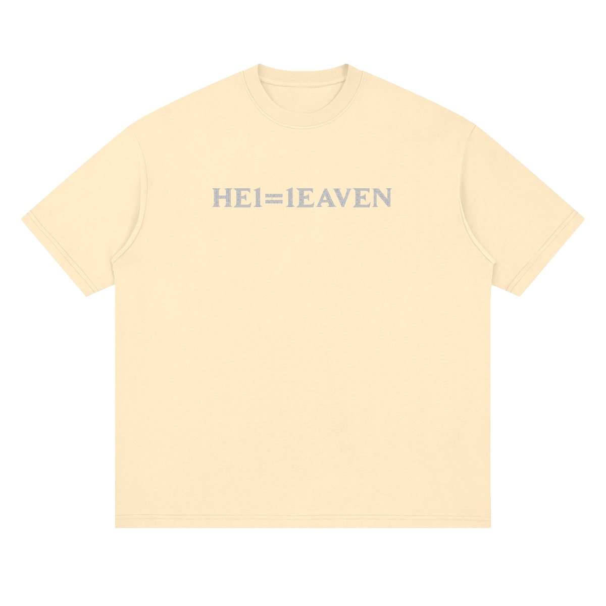 HE1=1EAVEN Embroidered Streetwear Loose Drop Shoulder T-Shirt