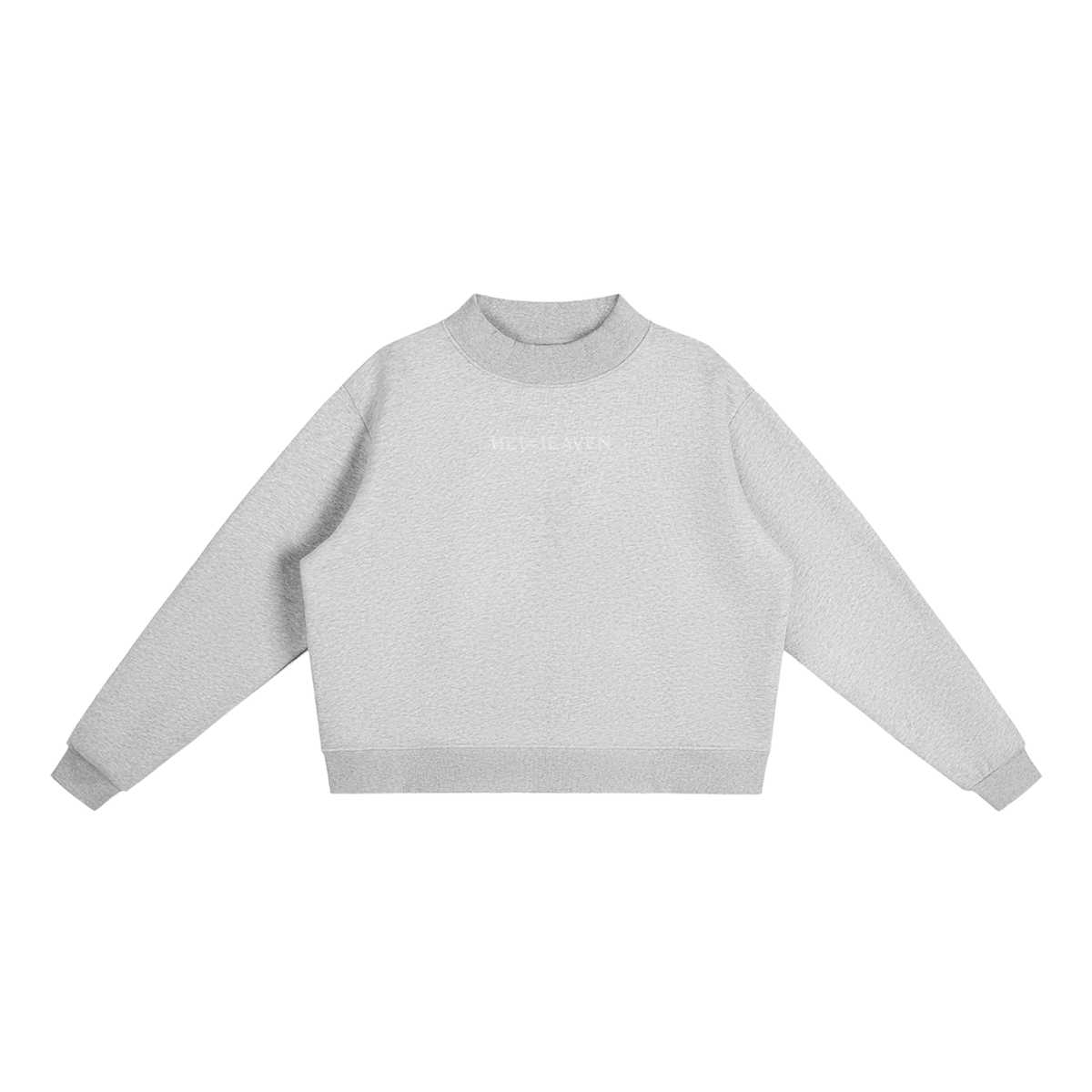 HE1=1EAVEN Embroidered Essential Fleece Mock-Neck Crew Sweatshirt